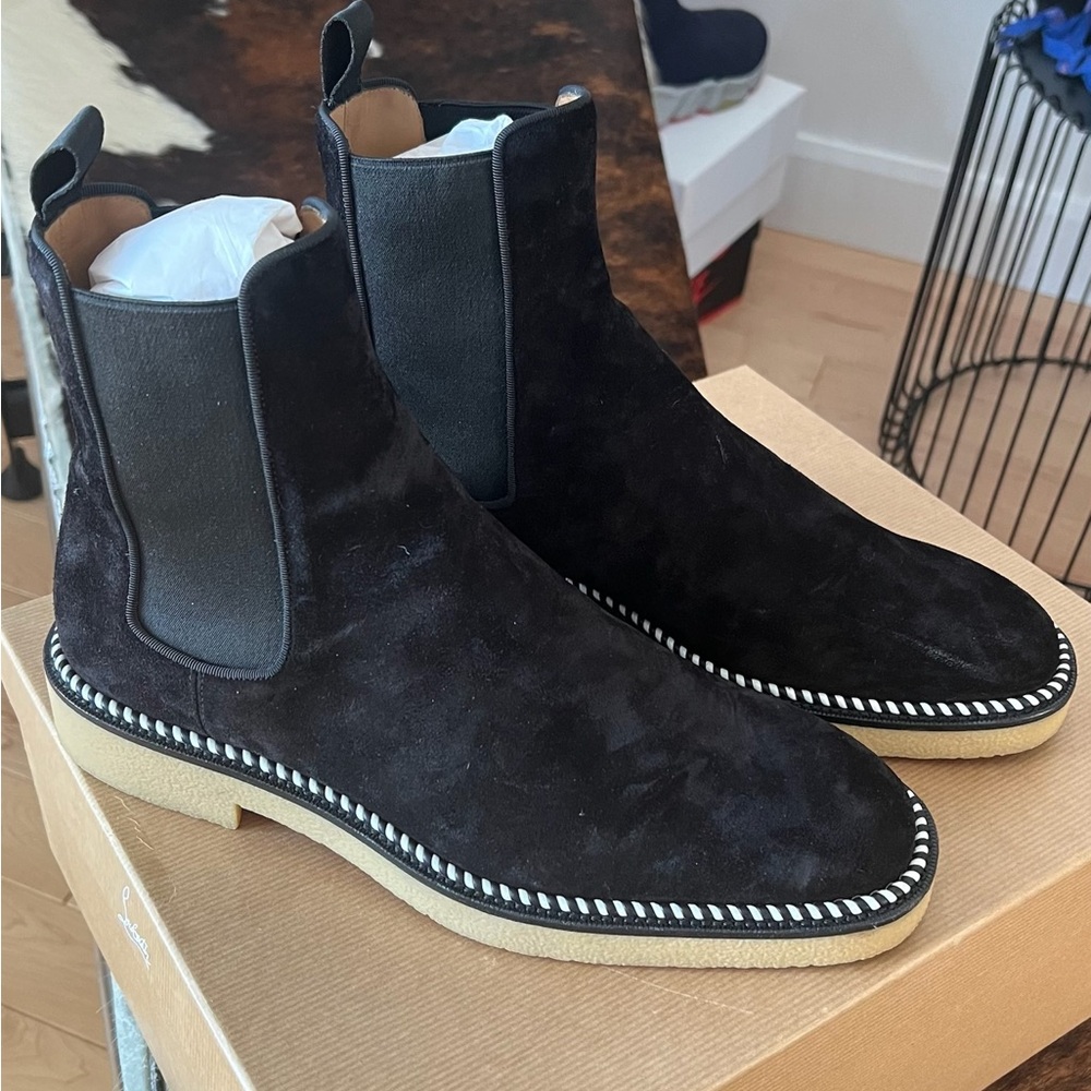Christian Louboutin Black Suede Chelsea Boots